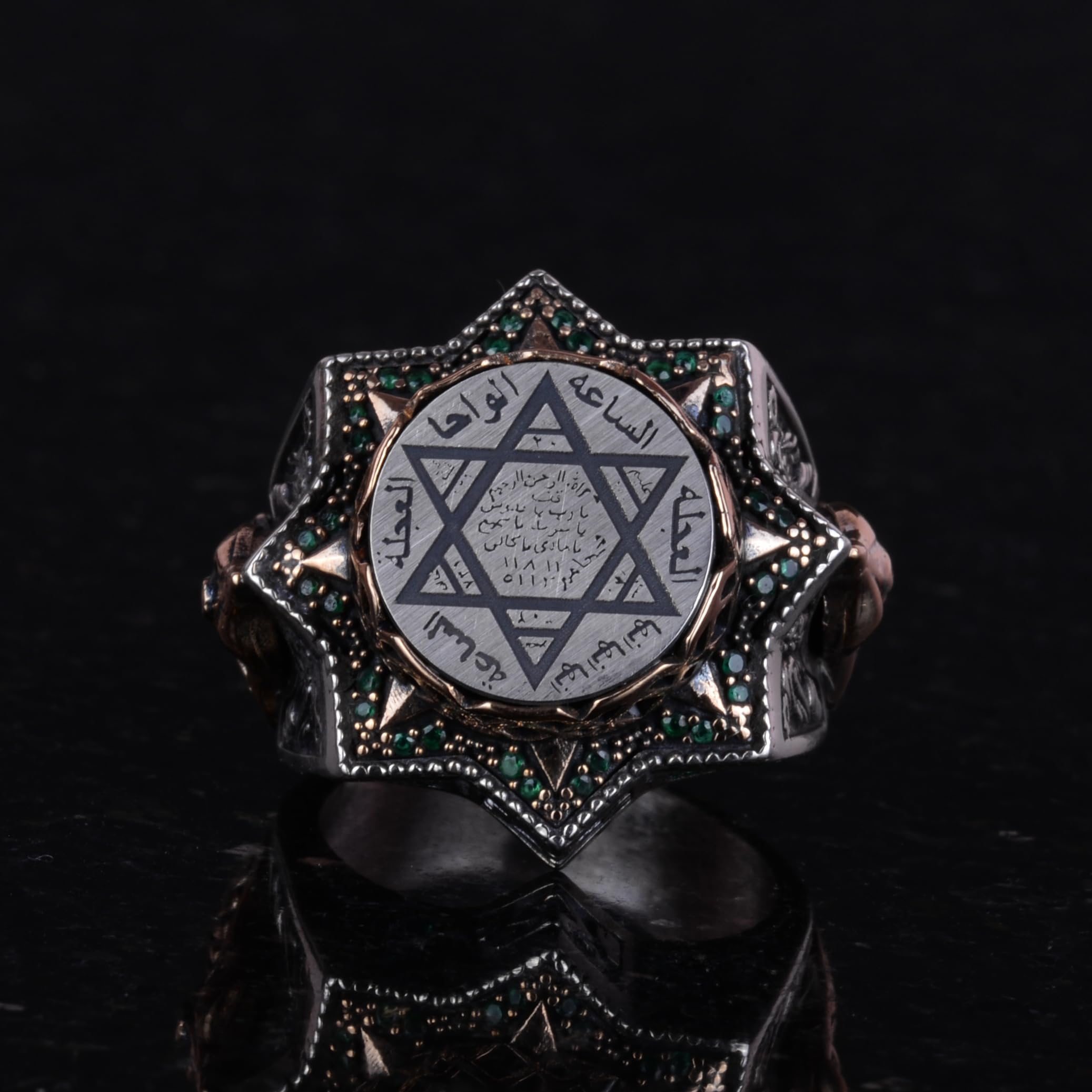 KAMBO Anillo de plata de ley 925 K para hombre, estrella de David, anillo de Salomón (tamaño: 11), plata de ley de bronce, sin piedras preciosas, de Bronce, Sin piedras preciosas