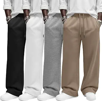 Neer 4 Pack Men's Baggy Wide Leg Sweatpants with Drawstring