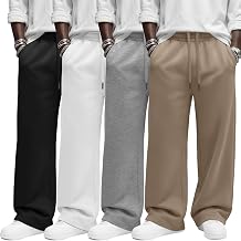 Neer 4 Pack Men's Baggy Wide Leg Sweatpants with Drawstring L 4Color