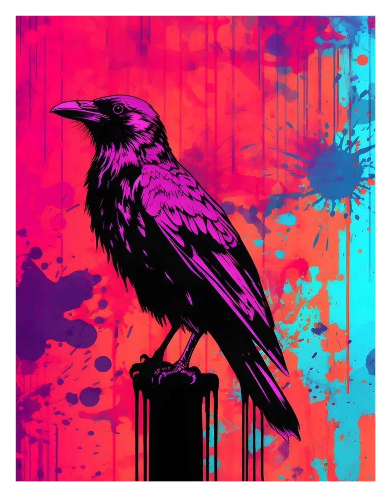 Peinture Toile Abstraite Corbeau - Décoration Murale Vintage Premium Salon