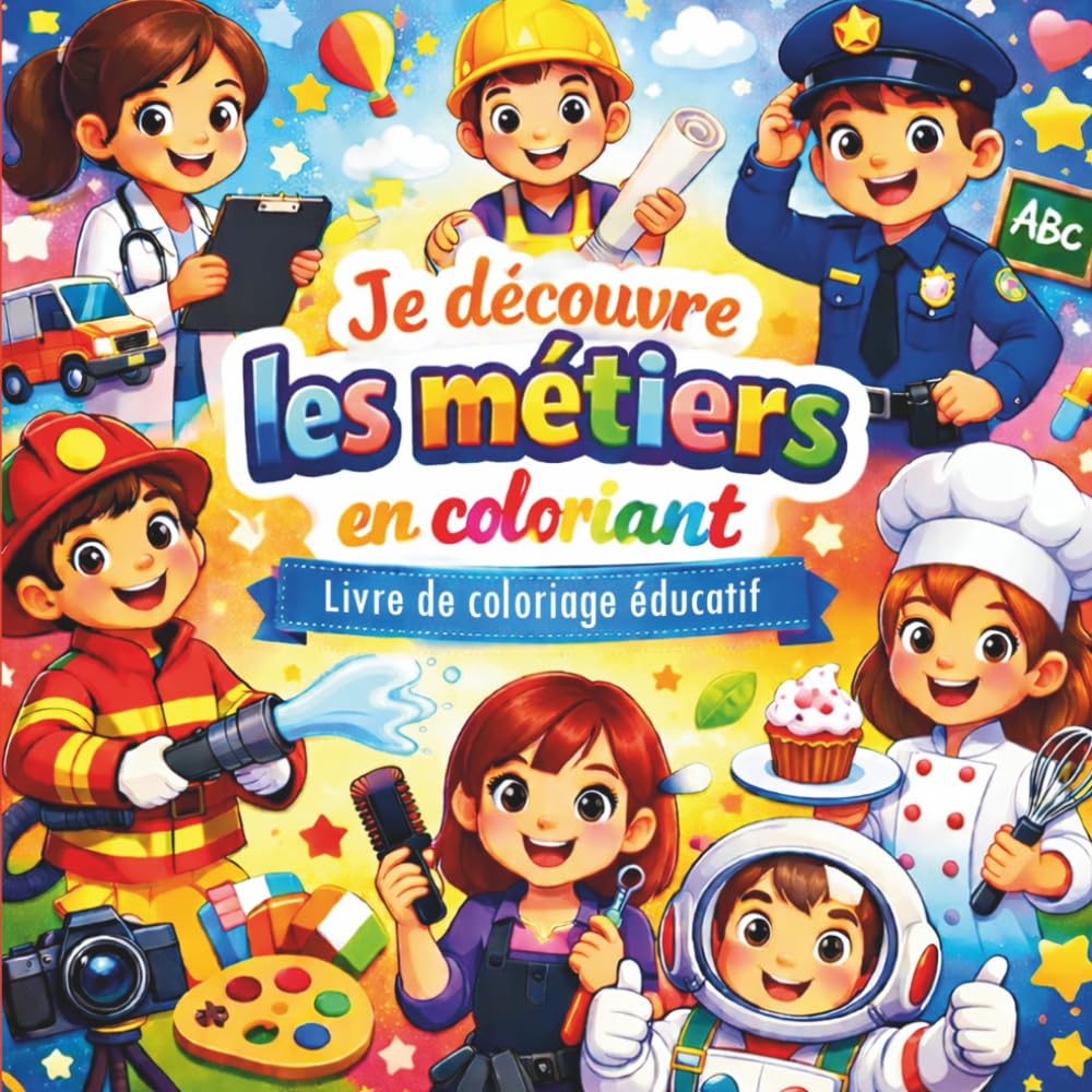 Je découvre les métiers en coloriant - Livre de coloriage éducatif: Pour enfants de 4 à 8 ans