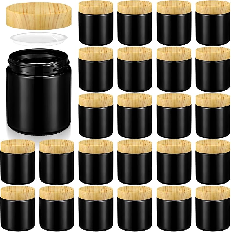 Norme Frascos de vidro com tampas pretas, 120 mL, Pacote com 24