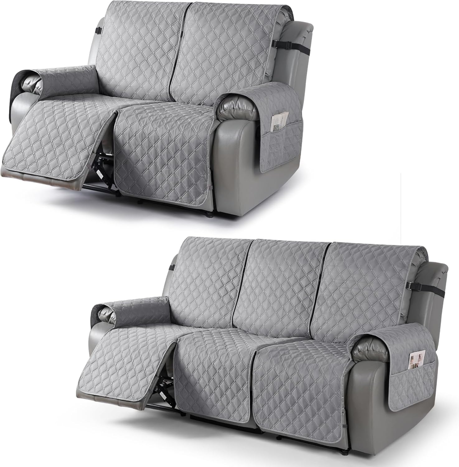 TAOCOCO 100% Waterproof Loveseat Recliner Cover & Recliner Couch Cover(Light Gray)