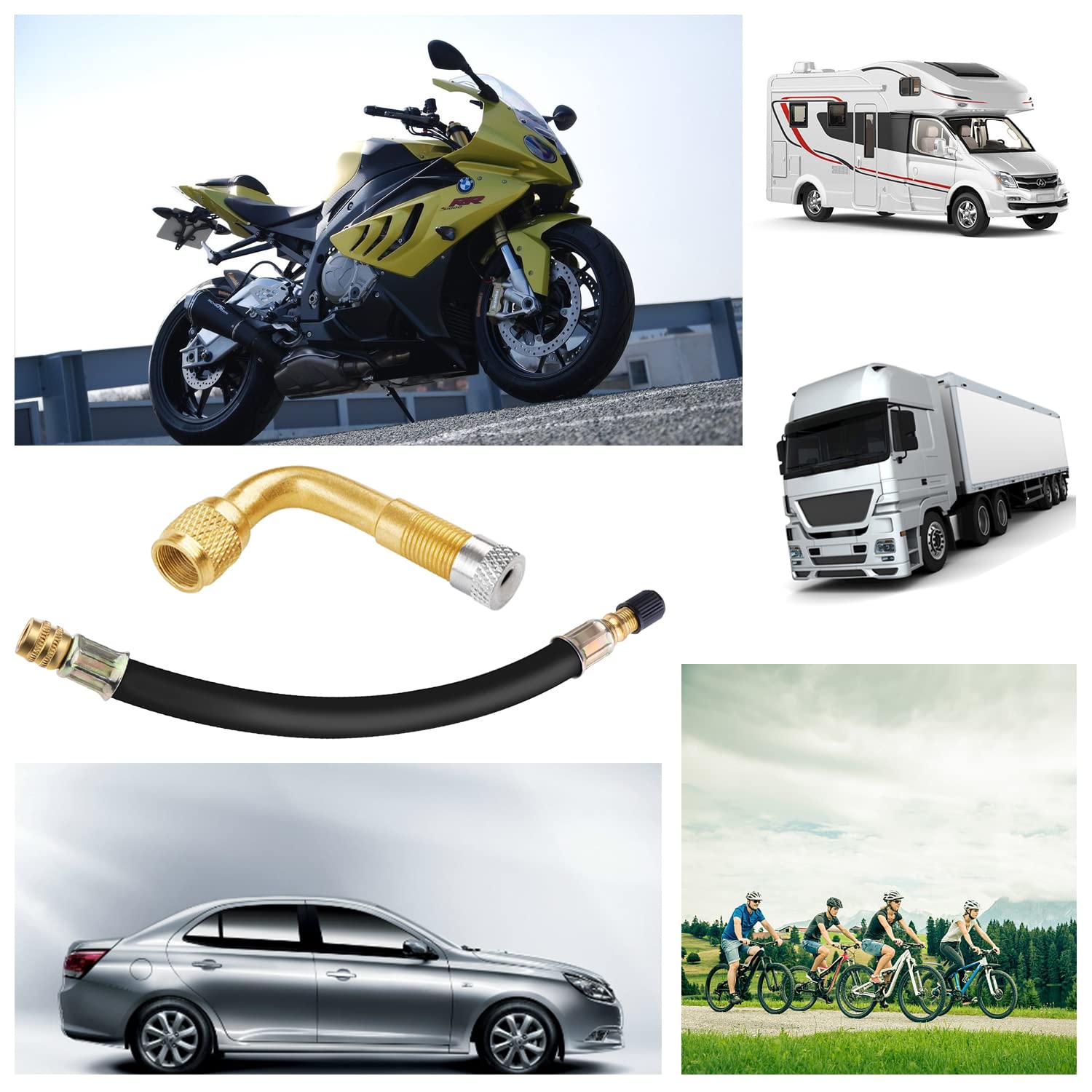 UGBO Prolunga Valvola Pneumatico 2 Prolunghe per Valvola a 90 Gradi e Estensione della Valvola per Pneumatici 2 Pezzi 215mm in Gomma Adattatore per Pneumatici di Valvola per Auto, Camion,Moto, Bici