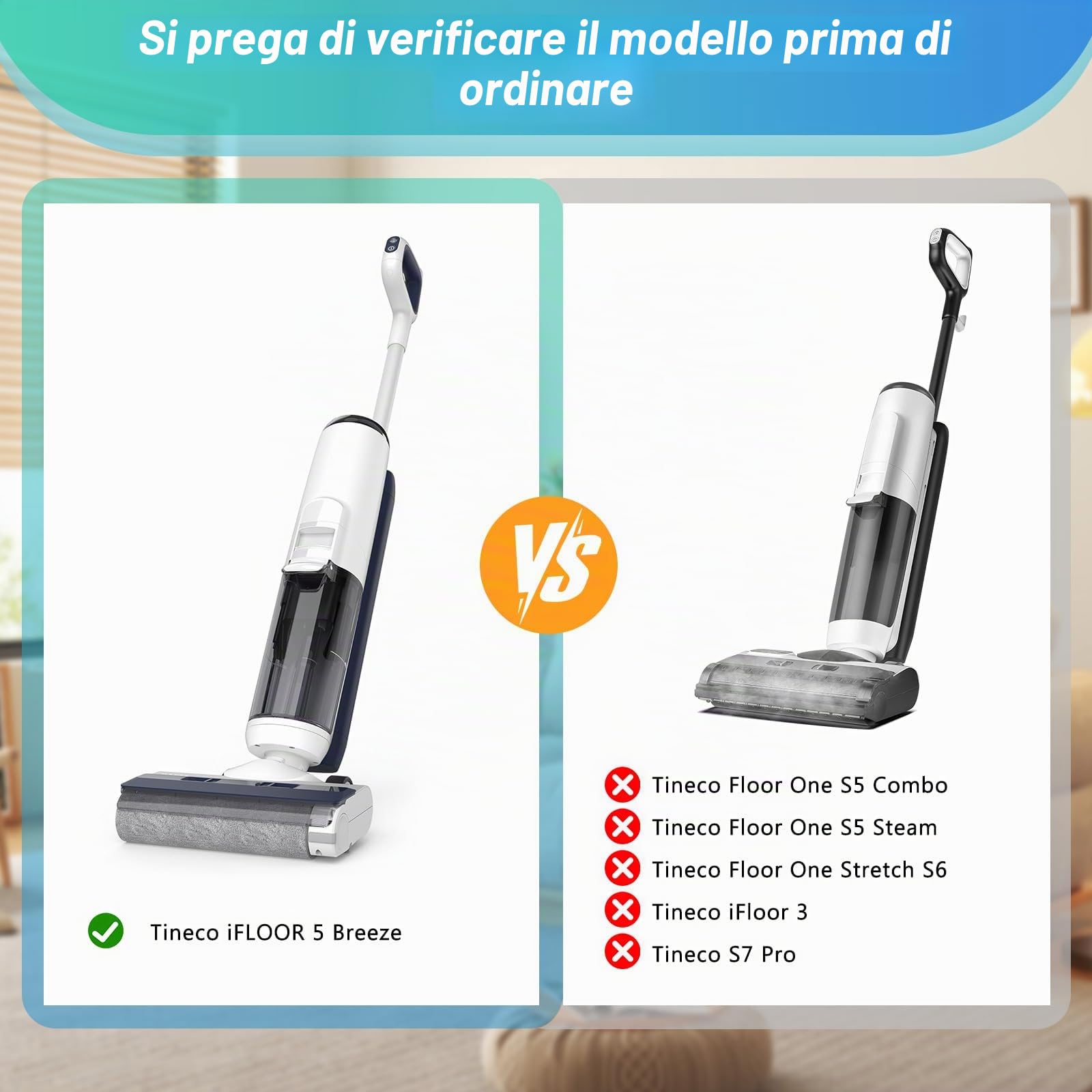 Spazzola rotante e filtro per Tineco iFLOOR 5 Breeze, set di 7 pezzi di ricambio 2 spazzole rotanti + 4 filtri di ricambio + 1 spazzola di pulizia