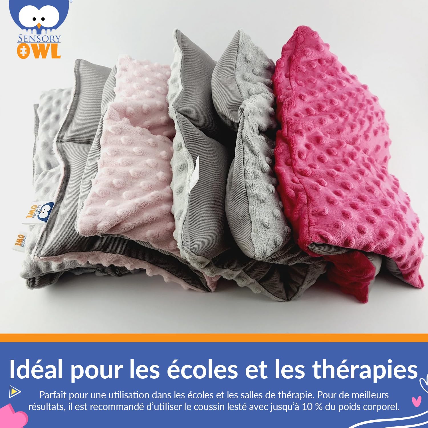Coussin Lesté Coussin Pondéré pour Genoux Thérapeutique en Coton Tissu Minky pour Enfants Adultes Réduction du Stress 30 x 40 cm 2 kg Noir Gris