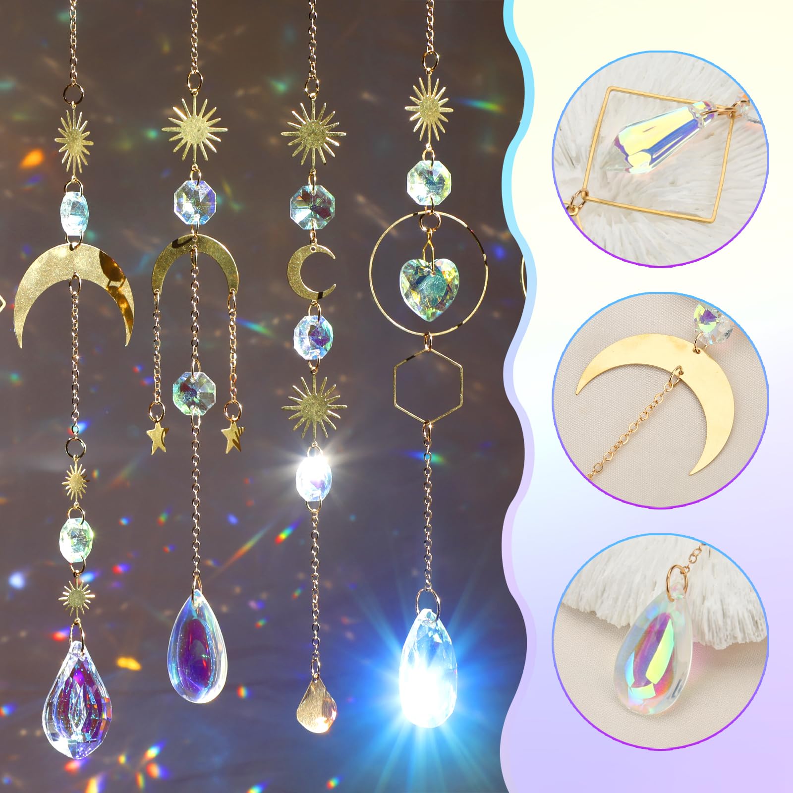 Crystal Suncatcher, 10 Pcs Colorful Sun Catchers Indoor Window Hanging Crystals Ornaments for Home Outdoor Garden Ceiling Balcony Room Christmas Party Wedding Decorations Prism Rainbow Maker