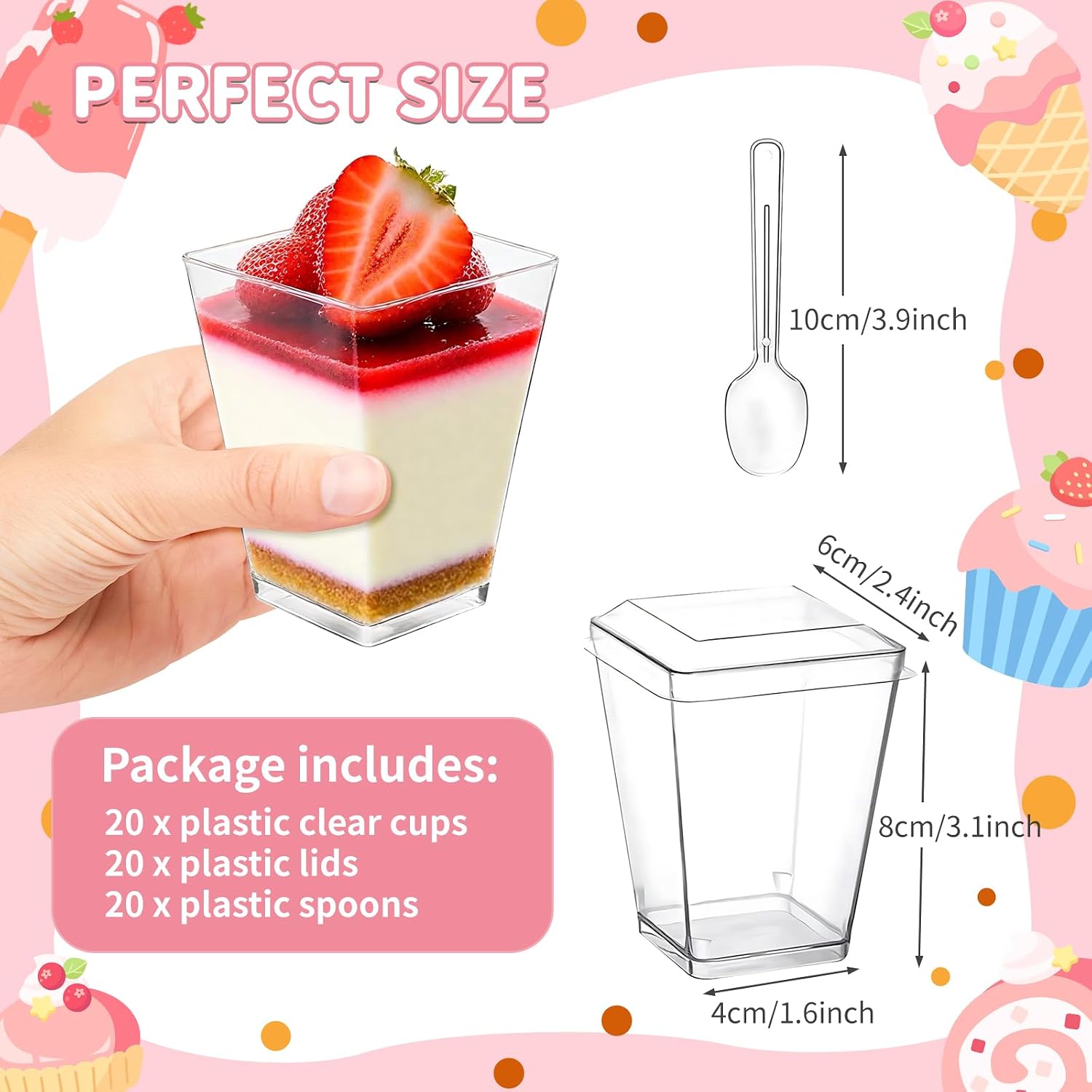 LRCXL 5 oz Plastic Dessert Cups with Lids and Spoons, Clear Yogurt Parfait Appetizer Cup with Lids for Party, Mini Dessert Shooter for Pudding Fruit Trifle Ice Cream
