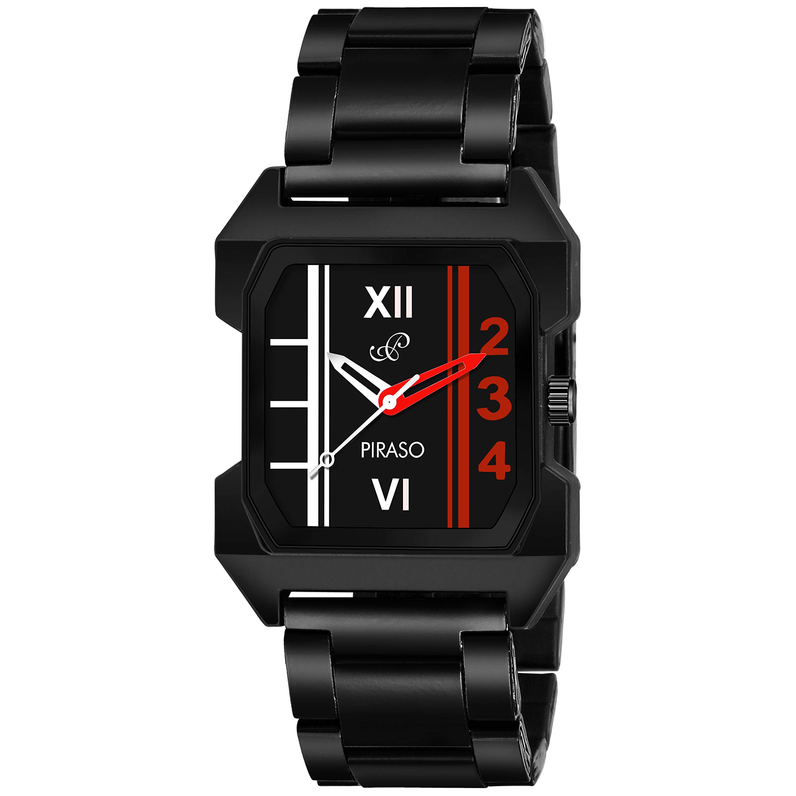 PIRASO Latest Square Black Dial and Black Chain Watch for Men Boys (B08ML45S8J) Amazon Price History, Amazon Price Tracker