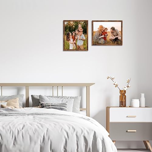 Miniatura 6 de Hoikwo Juego de 18 marcos de fotos de plástico marrón rústico de 8 x 10 pulgadas con cubierta de plástico para fotos familiares, obras de arte, peso