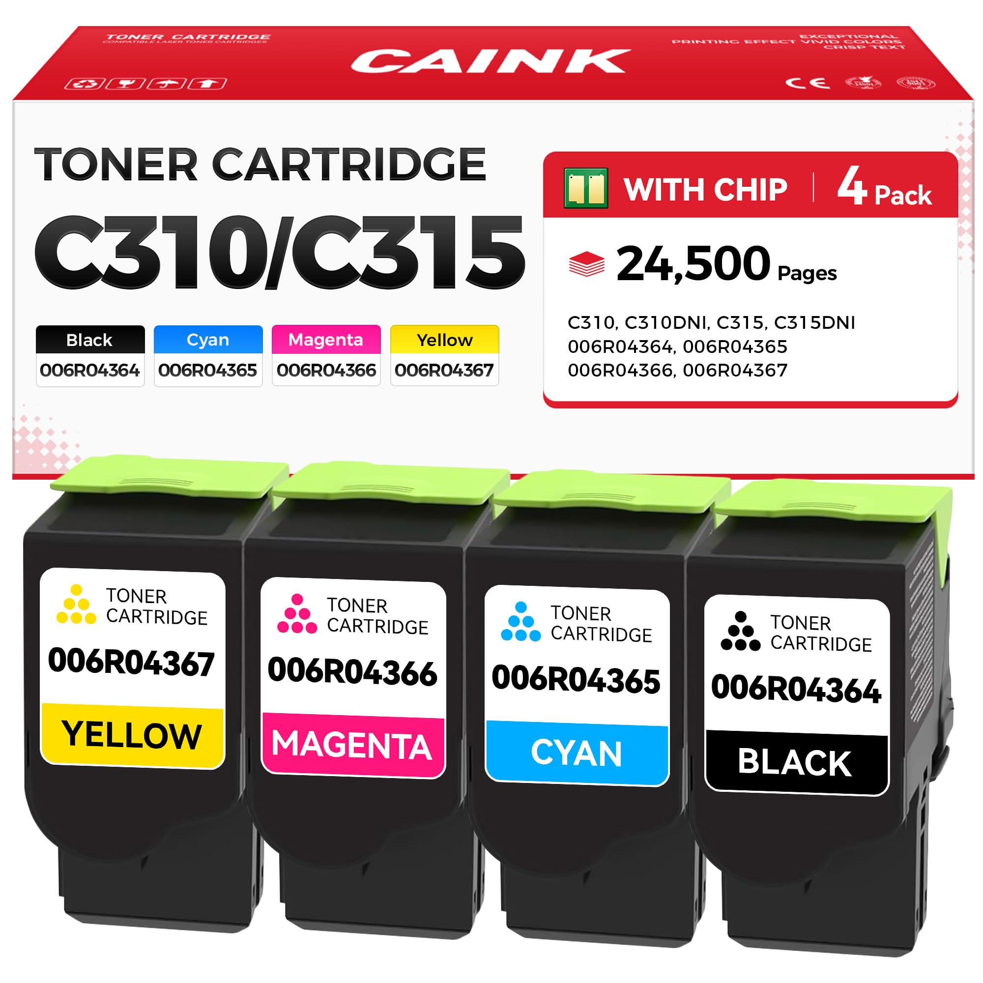 C310 C315 Toner Cartridges High Capacity 4-Pack Black Cyan Magenta Yellow