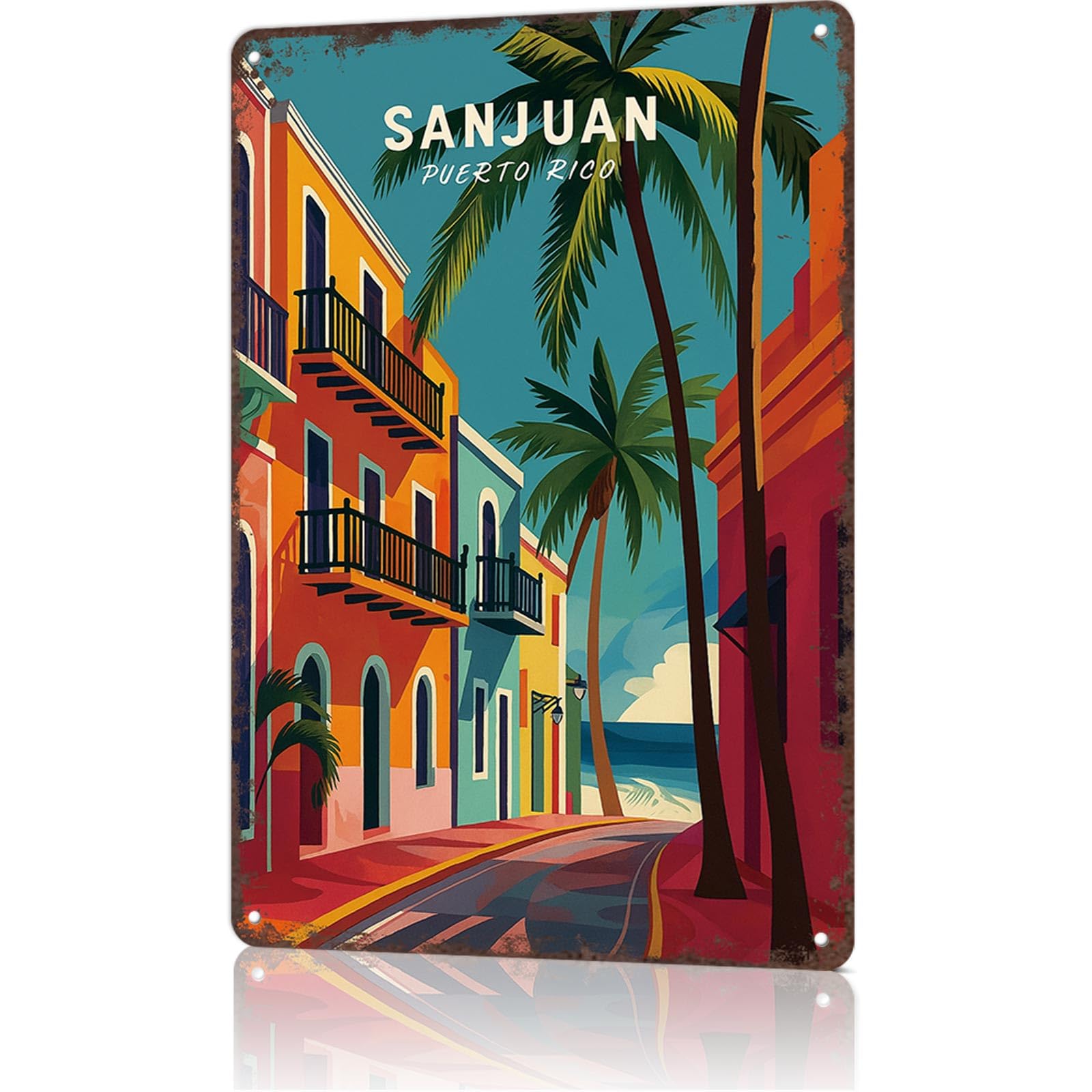 KWQDOZF Funny Signs Poster 8x12inch Aluminum metal Tin Sign San Juan Puerto Rico Wall Art Decoration Painting For Home Room Office Decor