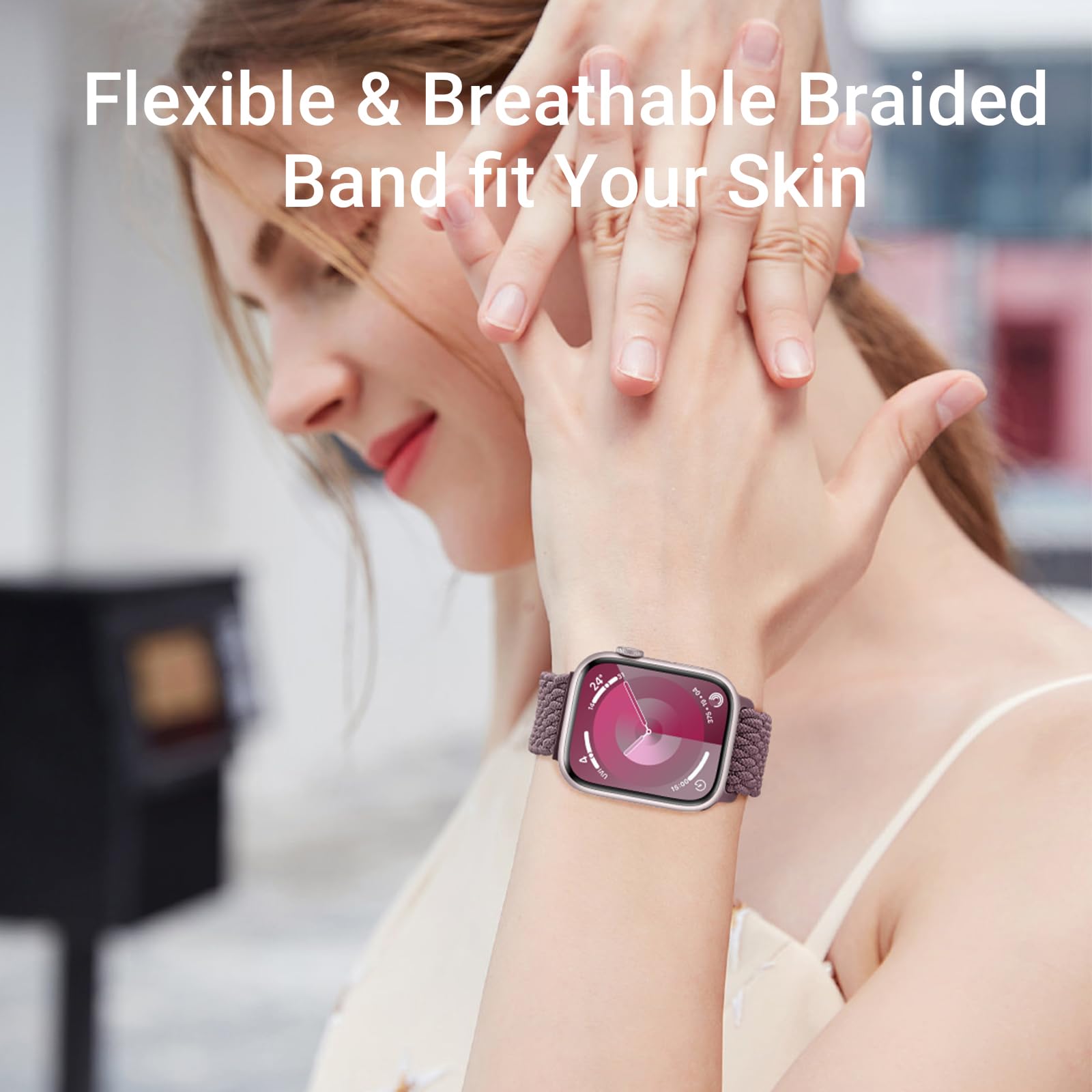 Cinturino Intrecciato Compatibili con Cinturini Apple Watch 40mm 42mm 38mm Uomo e Donna,Chiusura Magnetica Cinturino in Nylon Tessuto Elastico per iWatch SE Series 10 9 8 7 6 5 4 3 2 1