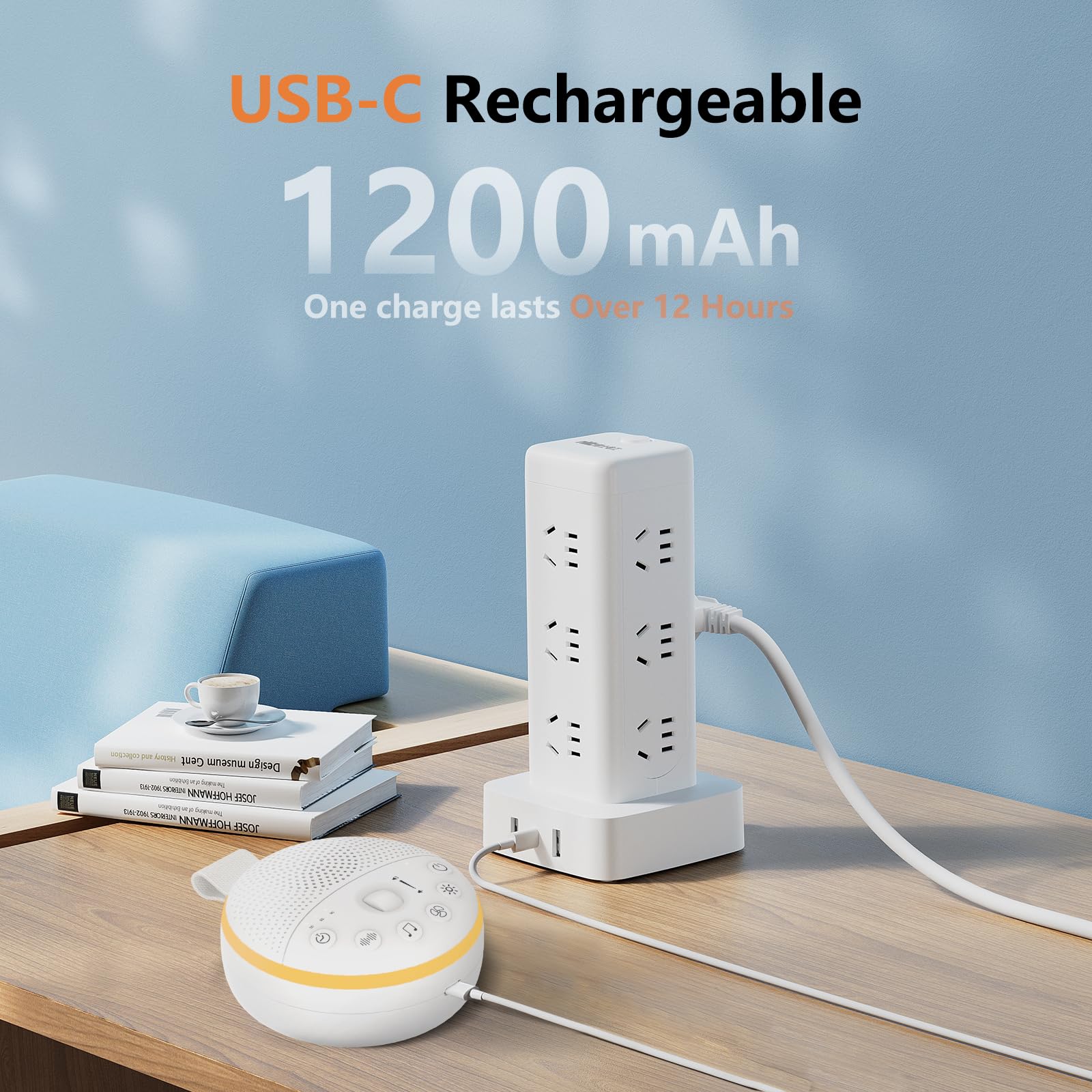 Macchina Rumore Bianco, Ricaricabile USB Rumore Bianco Neonato con Luce Notturna e Blocco Bambini, 21 Suoni per Dormire, Viaggi, Asili Nido, Timer 30/60/90 minuti, volume del suono regolabile
