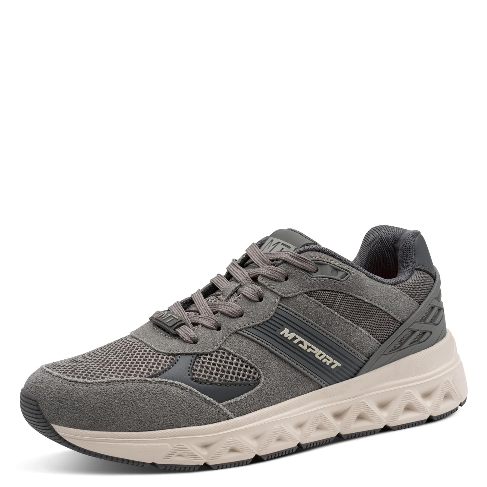 MARCO TOZZI Men's Sneaker Leather Removable Footbed Lightweight Stylish, Grey (Grey), 10.5 UK