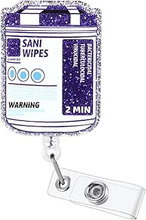 Funny Nurse Badge Reel Buddy, Work ID Badge Holder with Retractable Clip, Sani Wipes Cute Medical Badge Clip for RN CNA LPN LVN MA Hospital Worker Doctor Nursing Student, Fun Healthcare Badge