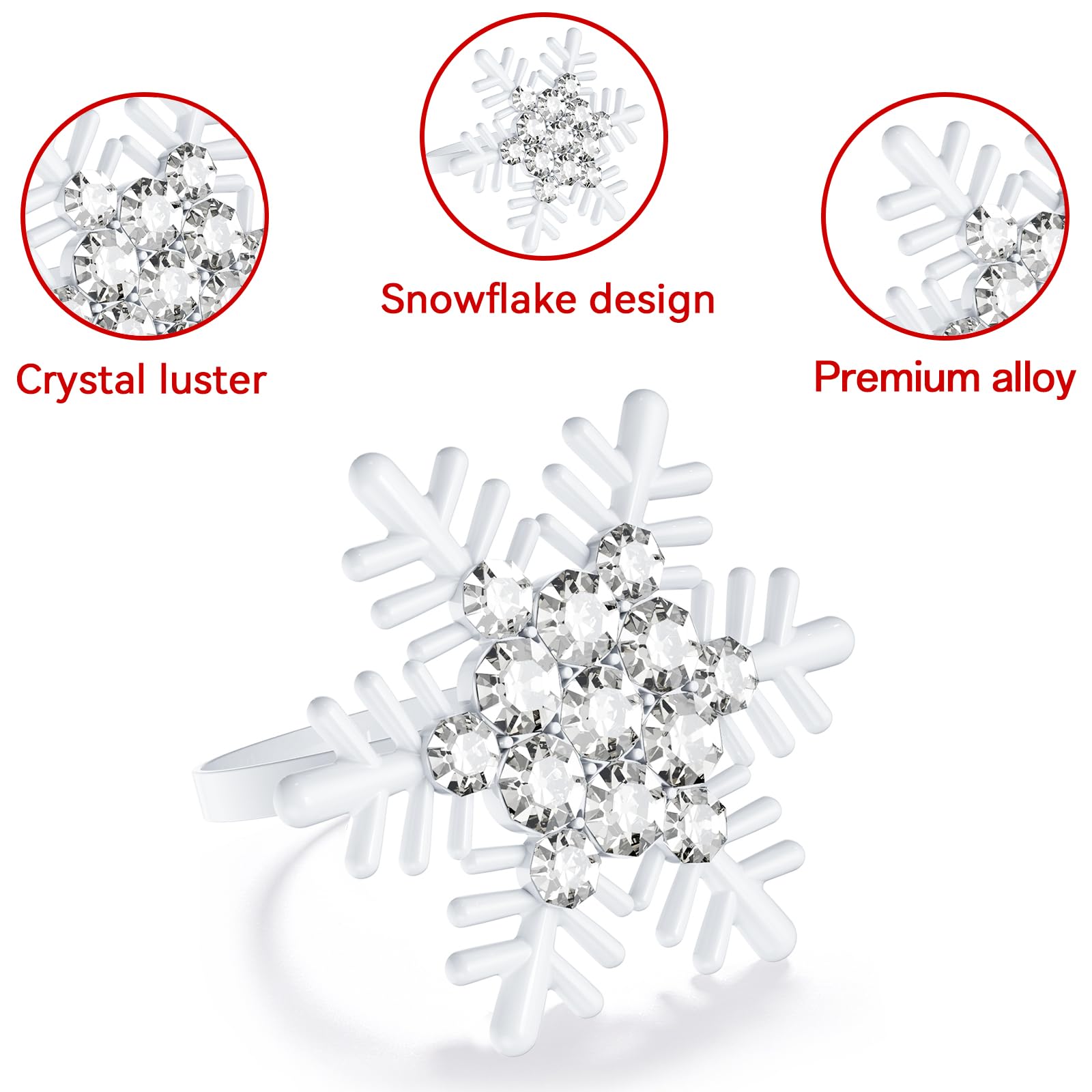 Christmas Snowflake Napkin Rings - Set of 8 -3 Christmas Snowflake Napkin Rings - Set of 8 -3