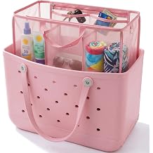 LETGO Beach Bag Organizer Compatible with X Large Bogg Bag Accessories Inserts,Lightweight Mesh Insert Divider Pouch for Original XL Bogg Bags,Beach Tote Bags Insert,Pink,X-Large