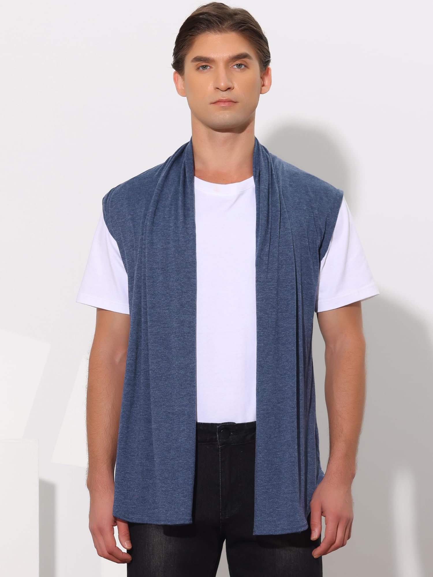 uxcell Chaleco Ligero sin Mangas con Cuello de Chal con Volantes para Hombre