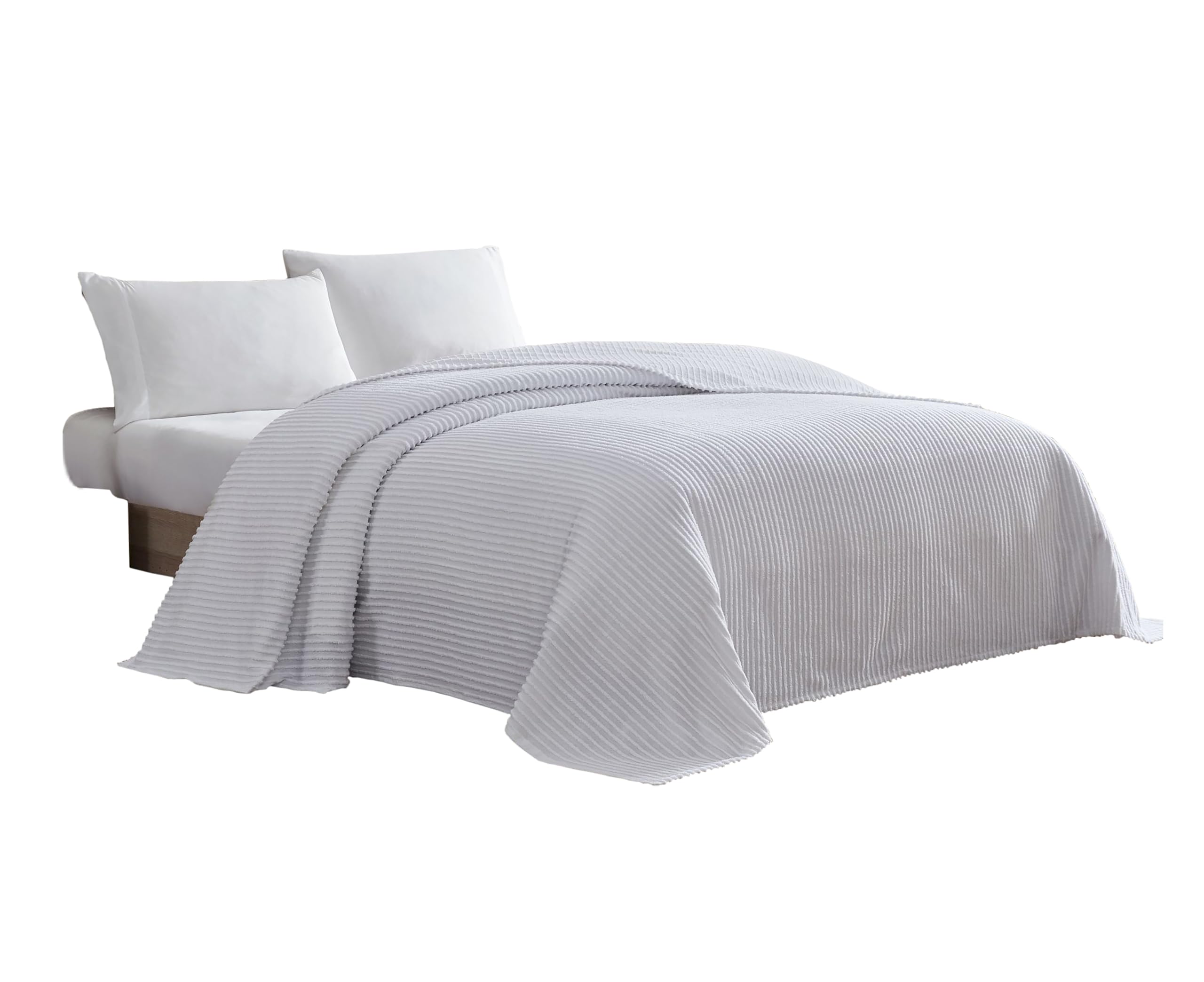 Beatrice Home Fashions Channel Chenille Bedspread, King, White
