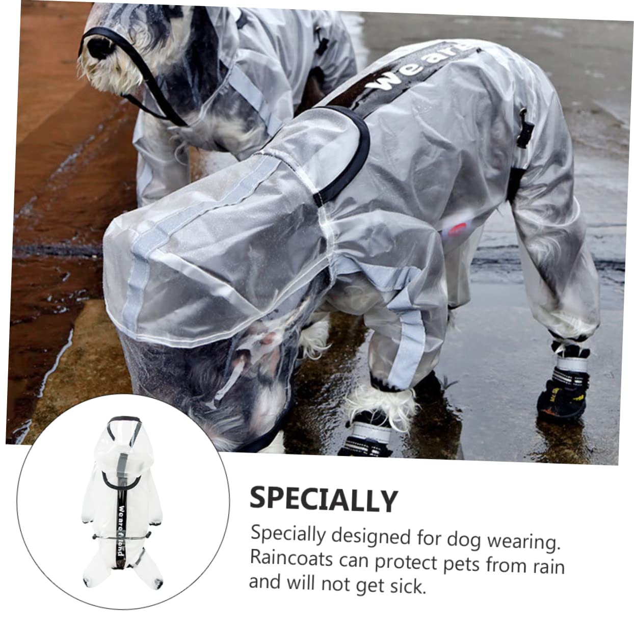 Sosoport 1Pc Reflective Dog Rain Coat Outdoor Dog Rainwear Lightweight Transparent Rain Cape for Dogs Durable TPU Material Pets from Rain