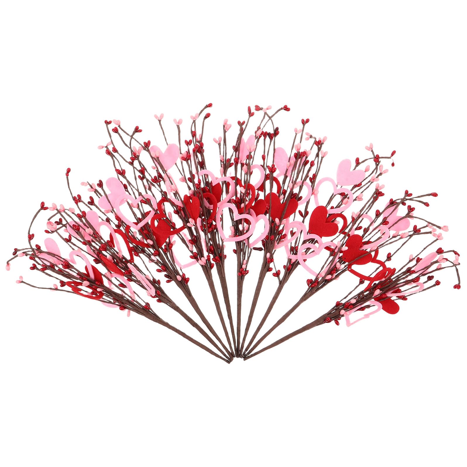 Zerodeko 10piezas Artificial de San Valentín Ramitas Forma de Corazón Rojo y Rosa Flores Artificiales para Decoración de Fiesta Obsequio de San Valentín para Mesas y Jarrones