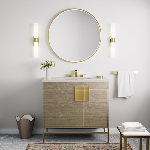 Miniatura 9 de Pheistina - Grifo de fregadero de baño de 8 pulgadas de níquel cepillado, 3 agujeros, 2 asas, con montaje de drenaje desplegable de metal y líneas