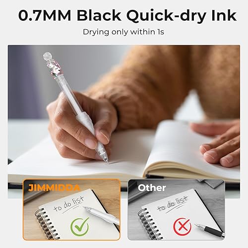 Miniatura 4 de 8 piezas de bolígrafos de gel - 0.7mm de punto fino de escritura suave con tinta negra giratoria - Bolígrafos de gel de secado rápido de agarre