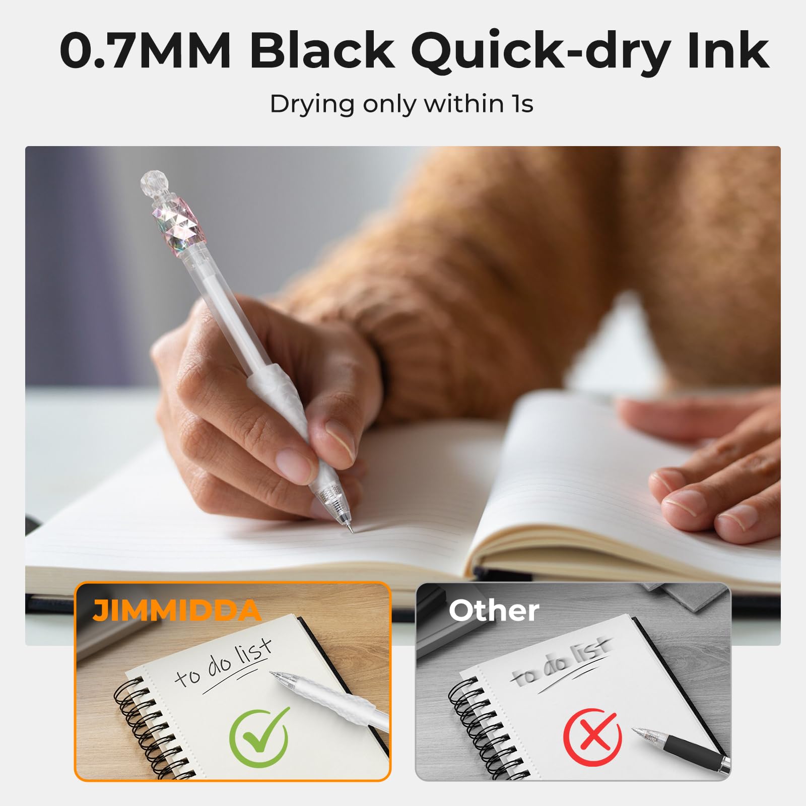 8 Pcs Gel Pens - 0 7mm Fidget Rotating Black Ink Fine Point Smooth Writing - Soft Grip — view 4