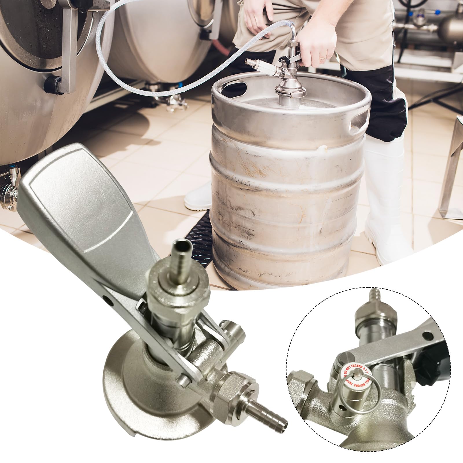 Accoppiatore Fusti Birra G5/8 In Acciaio Inox - Con Valvola Sicurezza 3.7 Bar, Per Dispenser Birra Alla Spina - Foto 4