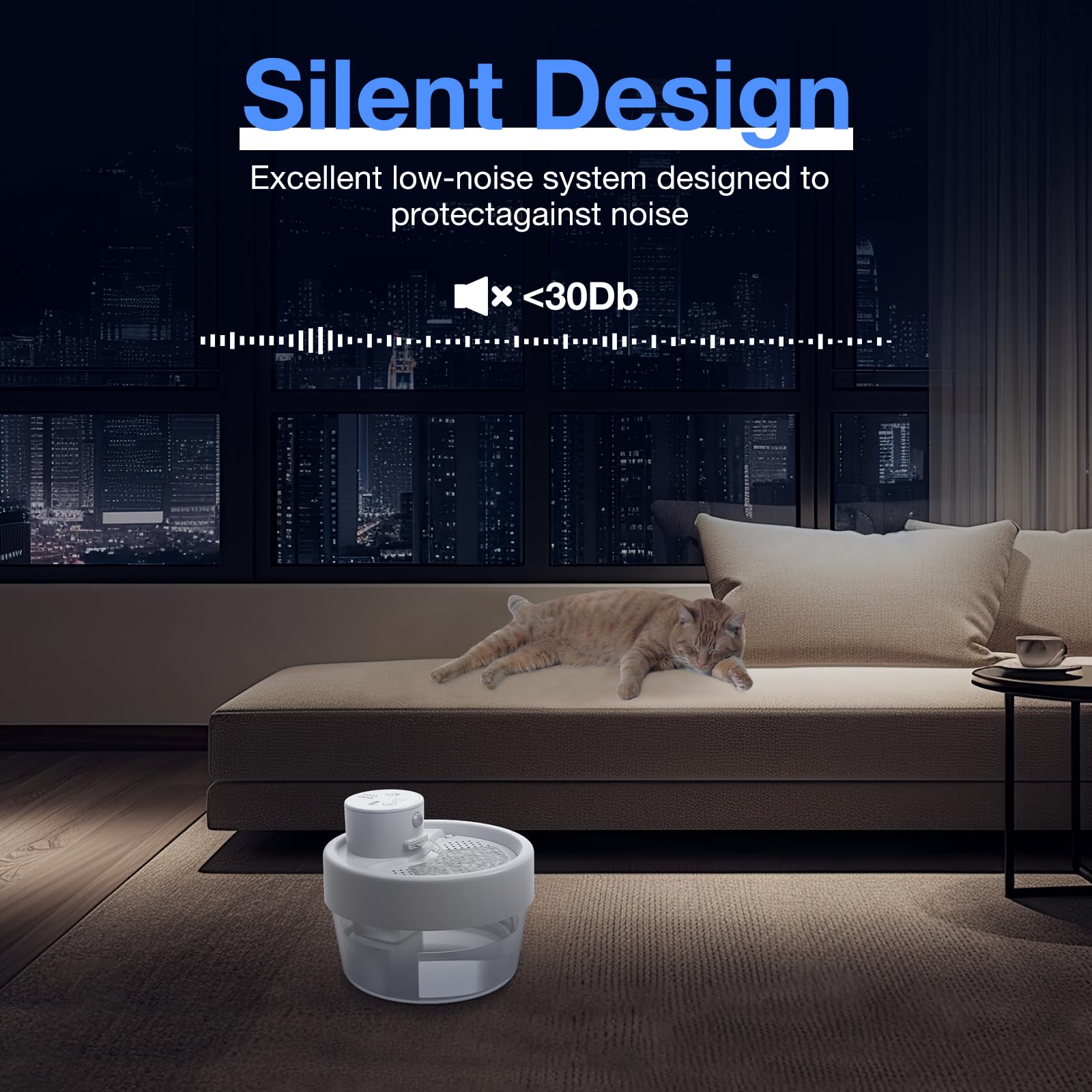 Jewyow 1L Fontana per gatti senza fili, 2200mAh Intelligente Fontana per Gatti, Fontana per Gatti Alimentata a batteria Ultra Silenziosa con Rilevatore di Movimento, Indicatore di batteria, 2 modalità