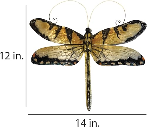 Miniatura 3 de Eangee Home Design Decoración de pared de libélula dorada y azul de 14 pulgadas de largo x 1 pulgada de ancho x 12 pulgadas de alto (m4035)