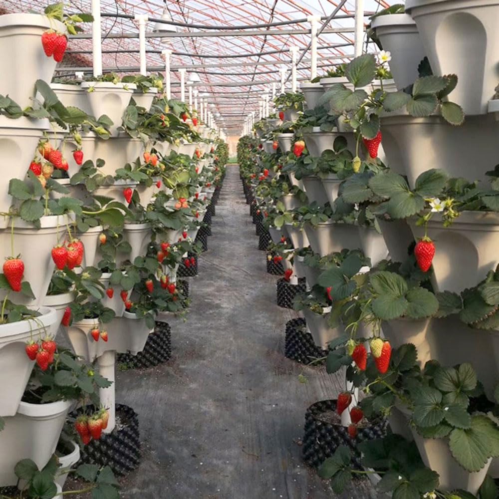 Vertikale Erdbeer-Pflanzgefäße, 6-stöckig, stapelbarer Turm, Garten, Züchten von Kräutern, Erdbeeren und Blumen aus der Küche oder im Hinterhof, Pflanzen und stapeln