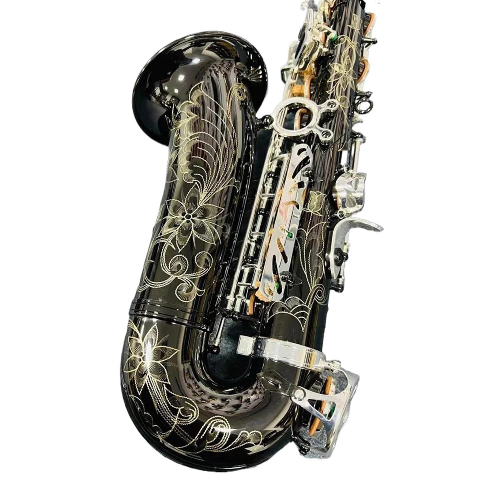 Saxofón Saxofón Alto Eb Sintonizador Negro Niquelado Plata Llave Profesional Viento De Madera Con Accesorios De Caja (Color : Leather bag)