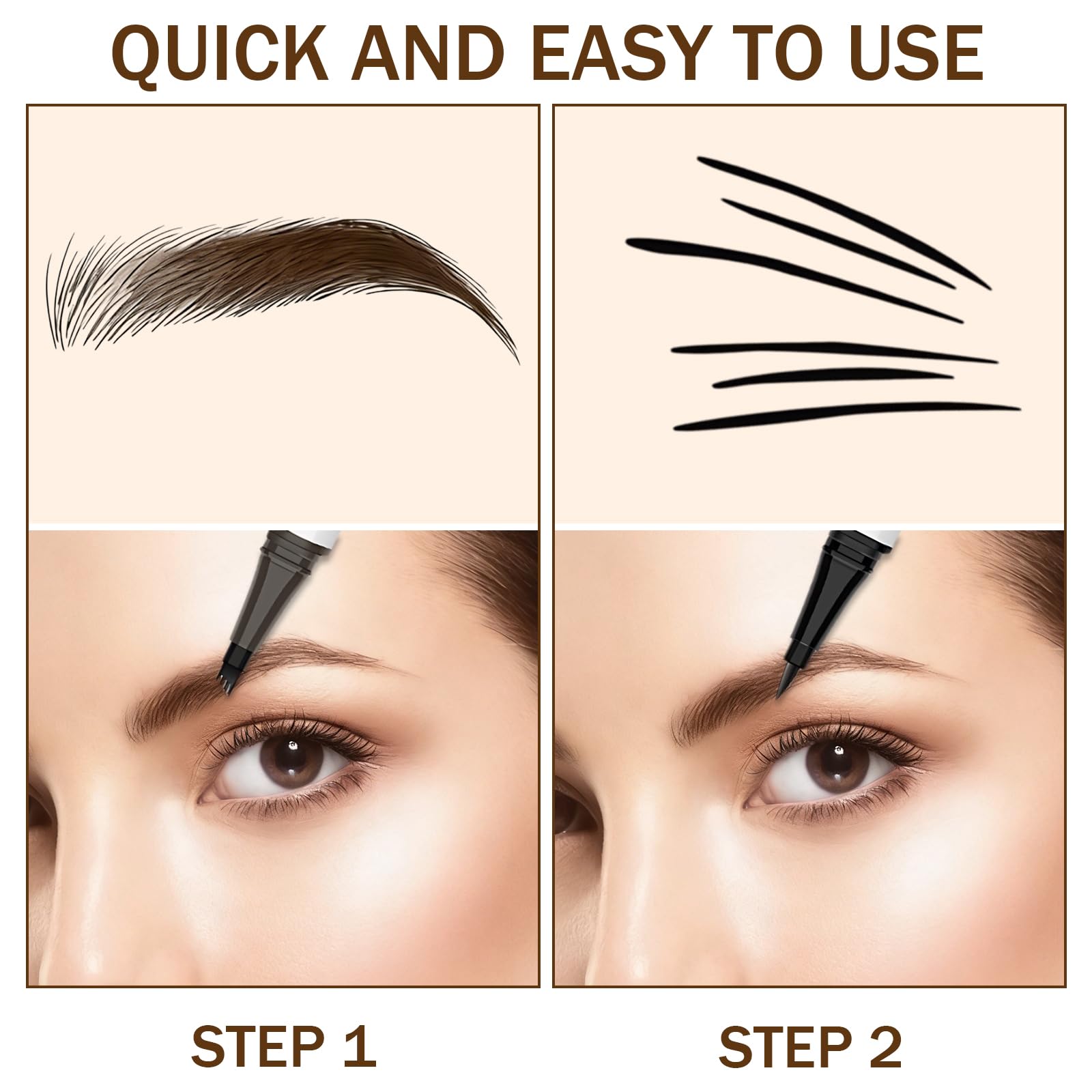 Set di 5 matite per sopracciglia impermeabili, resistenti alle sbavature, 2 in 1, design a doppia estremità, 4D, microblading, punta a 4 punte, eyeliner preciso, sopracciglia definite, 5 colori