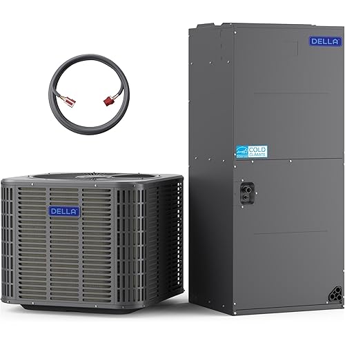DELLA 2 Ton 24,000 BTU Ducted Central Air Conditioner with Multi-Position Air Handler, Heat Pump Inverter Split System AC, 18 SEER2 208-230V, Two-Stage Compressor, Pre-Charged