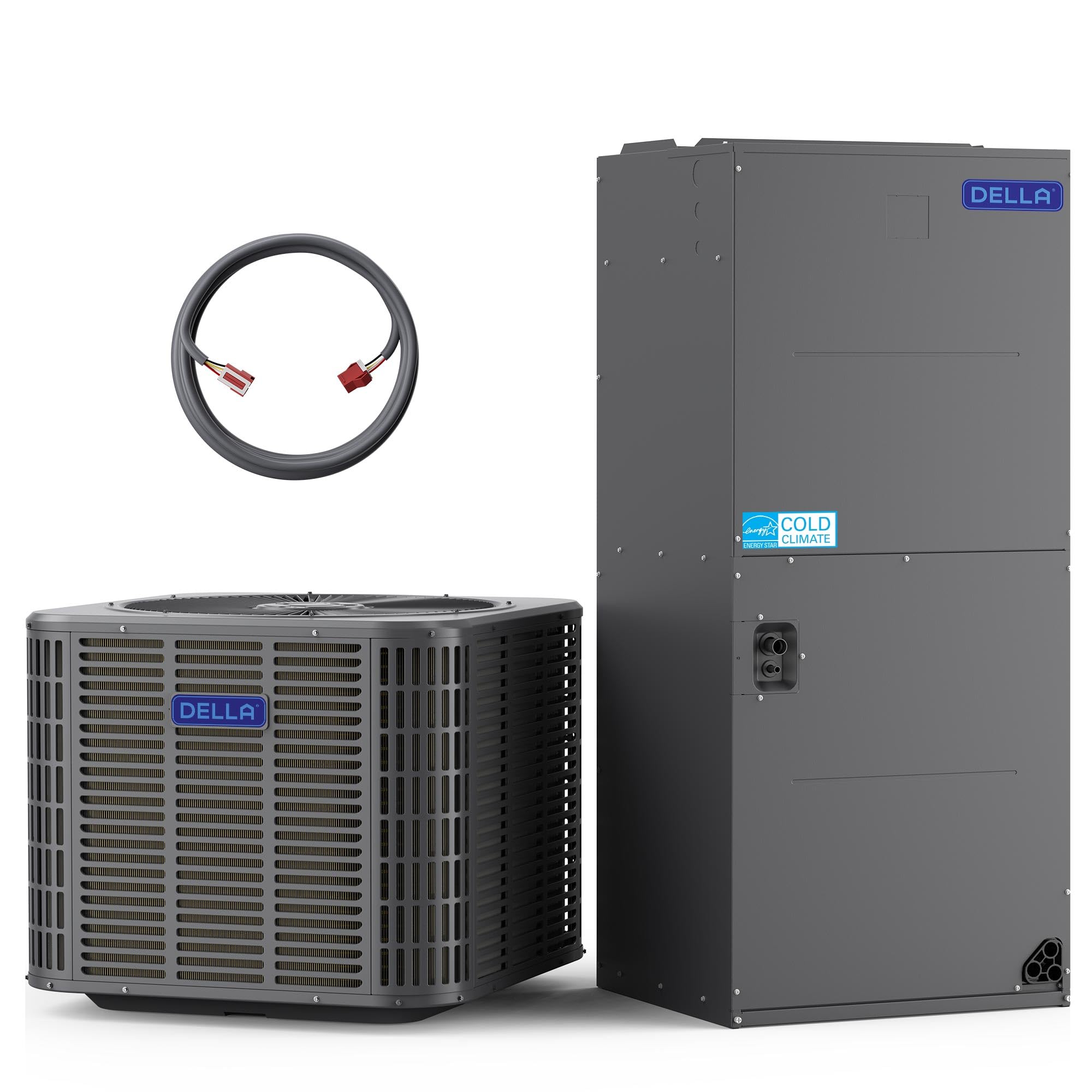 DELLA 34,000 BTU Ducted Central Air Conditioner with Multi-Position Air Handler, Heat Pump Inverter Split System AC, 19 SEER2 208-230V, Two-Stage Compressor, Pre-Charged