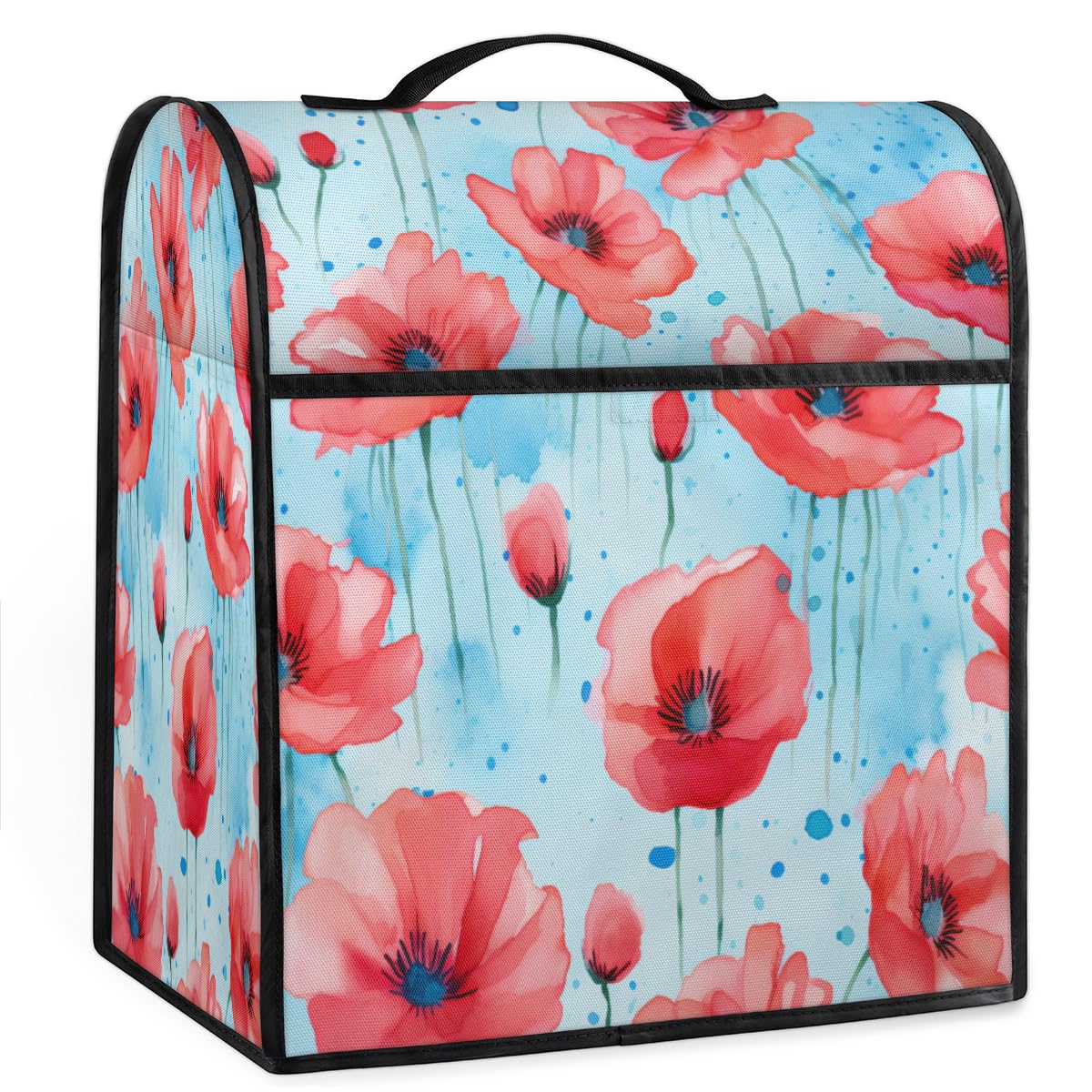 Coffee Maker Cover Poppy Flower Kitchen Appliance Covers Small Appliance Covers Blender Cover Juicer Cover Dust Covers for Kitchen Appliances with Top Handle and Pockets,Washable,C857