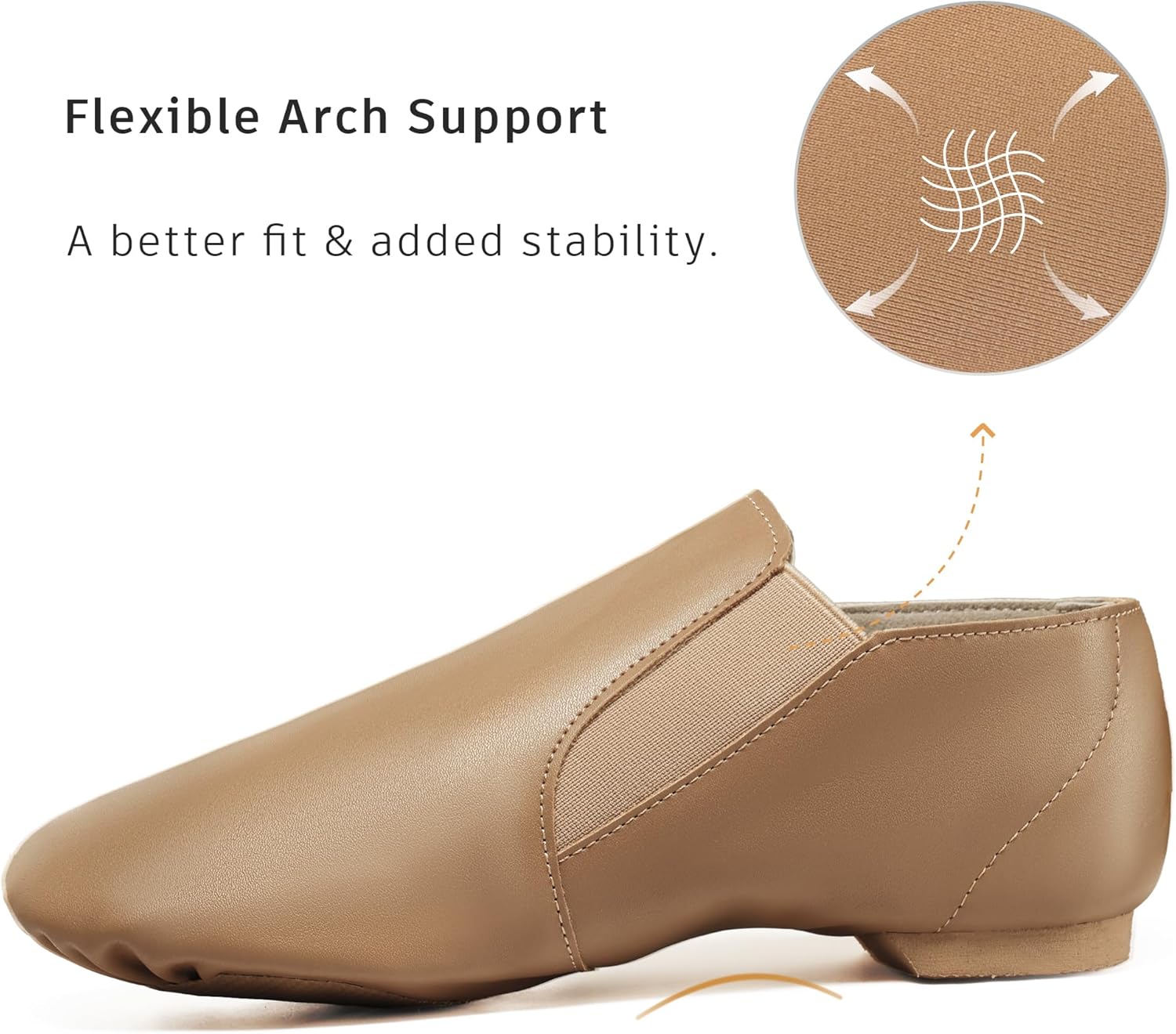 Dynadans Unisex PU Leather Upper Slip-on Jazz Shoe with Elastics for Women and Men's Dance Shoes UG - Image 7