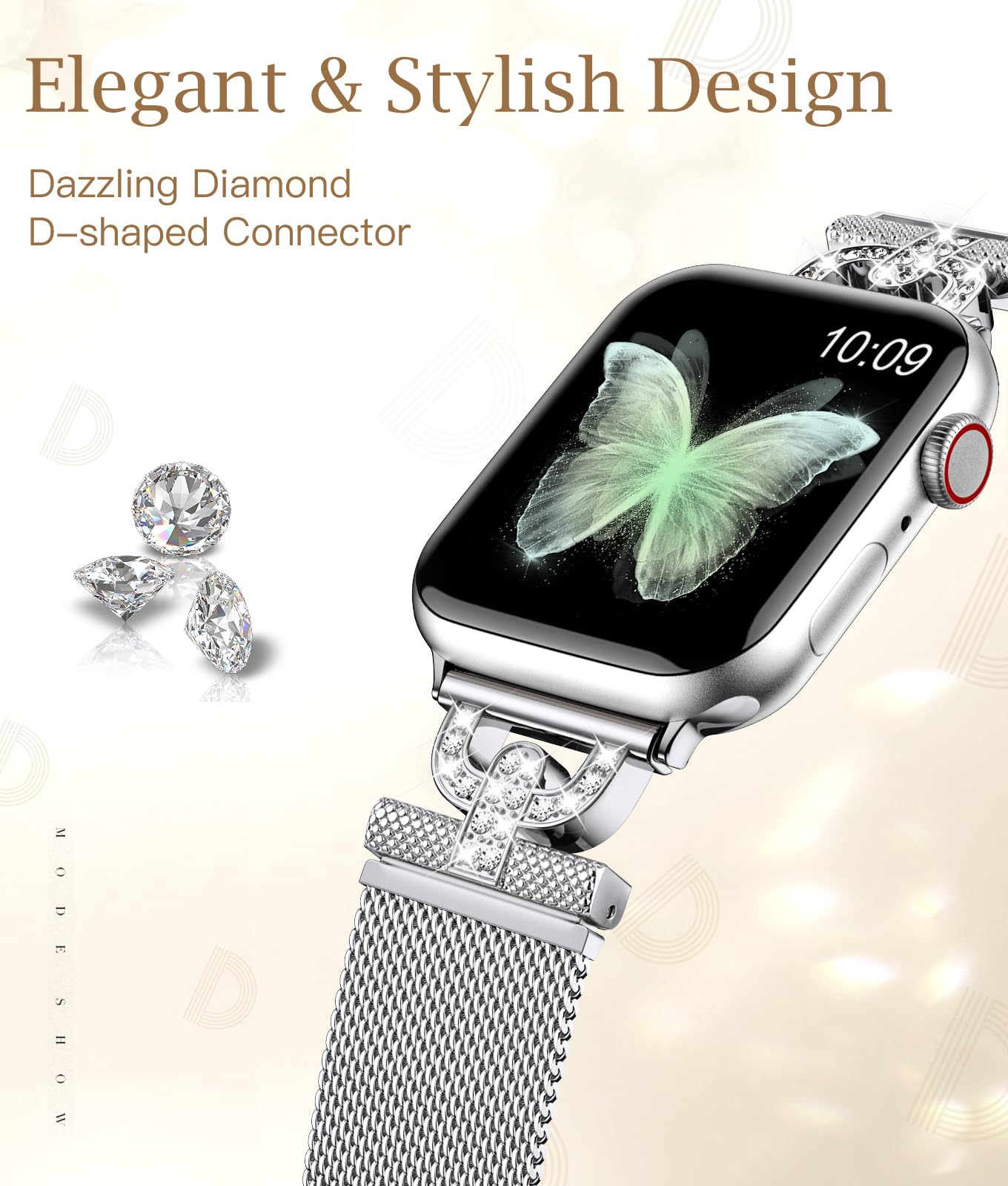 Metal Magnetic Band for Apple Watch Bands 40mm 38mm 41mm 44mm 45mm 46mm 42mm 49mm iWatch Ultra SE Series 10 9 8 7 6 5 4 3 2 1, Milanese Loop Jewelry Stainless Steel Mesh Wristband Women Men, Silver