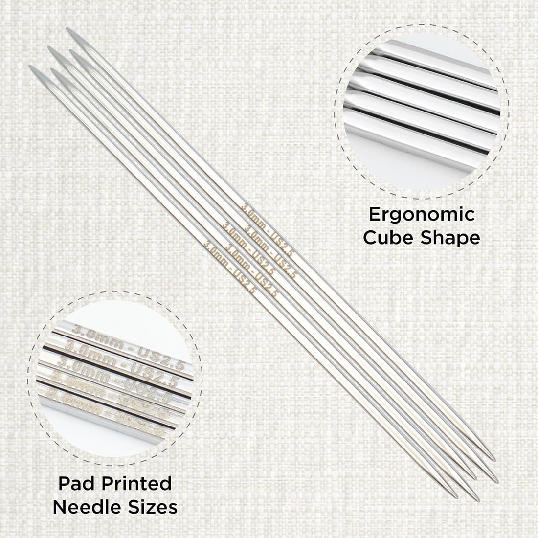 KnitPro Nova Cubics Double Pointed Needles 6" (15cm) | US Size 2.5 (3mm)