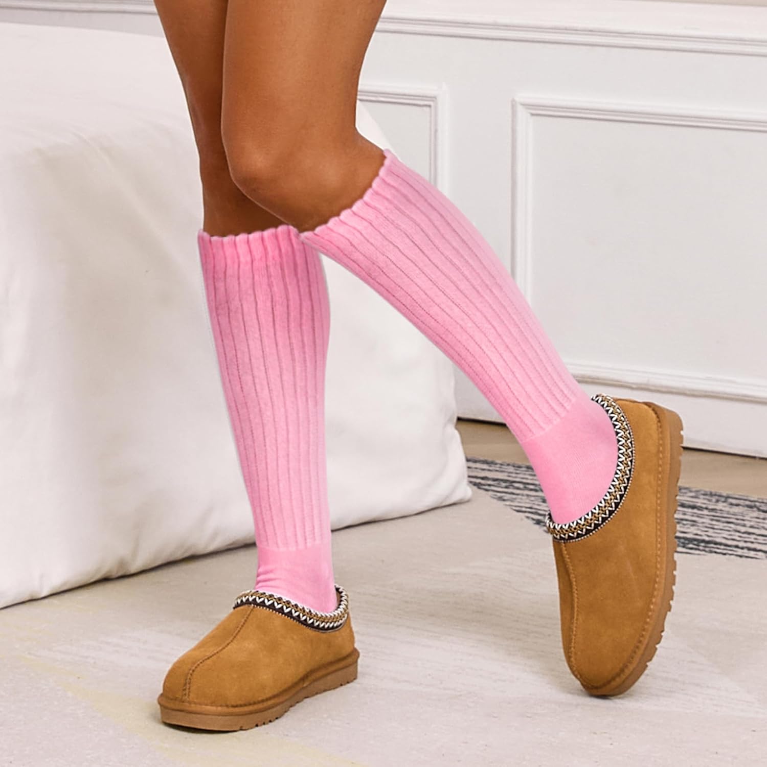 Women's Slouch Socks Long Boot Scrunch Sock Soft Cotton Knit Cozy Socks 3 Pairs - Image 3
