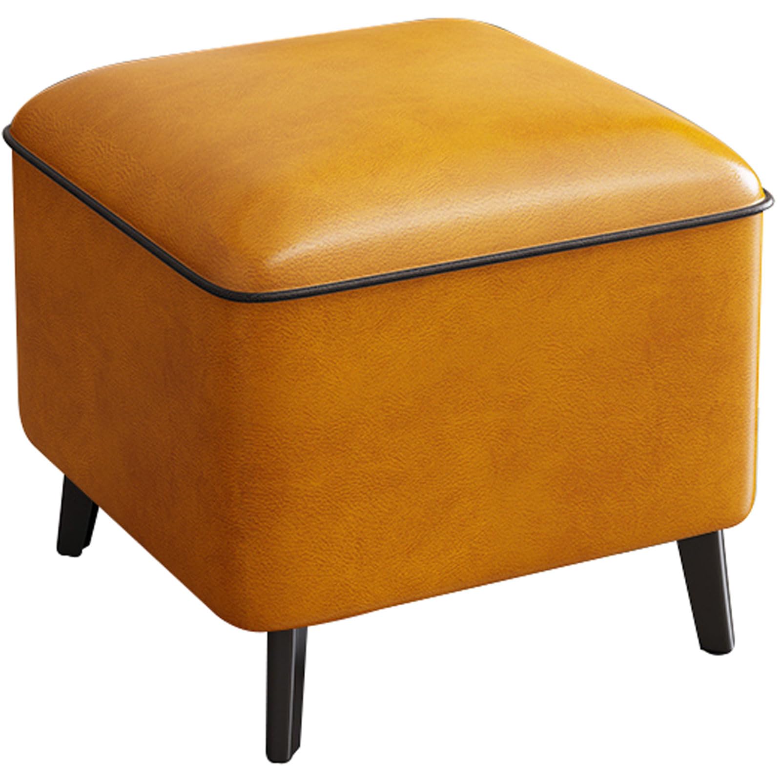 Tabouret rembourré orange et pouf confortable de salon