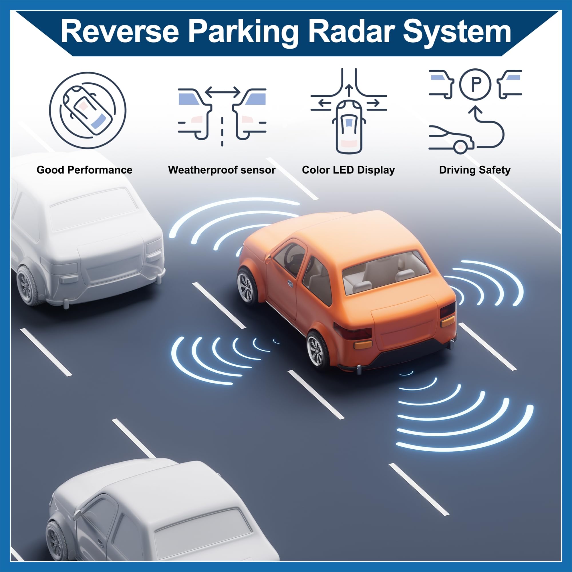 A ABSOPRO Système De Radar De Recul Automatique Pour Véhicule Avec Affichage De Distance Lcd Capteurs De Stationnement De Recul 4 Capteurs De Stationnement Rouge Remplacement d'article