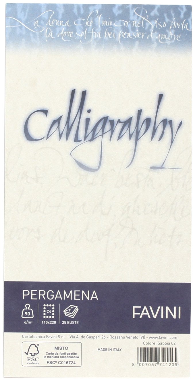 Carta Pergamena Per Calligrafia - 25 Fogli Lisci - 90g/m² - Formato 110x220mm - Foto 3