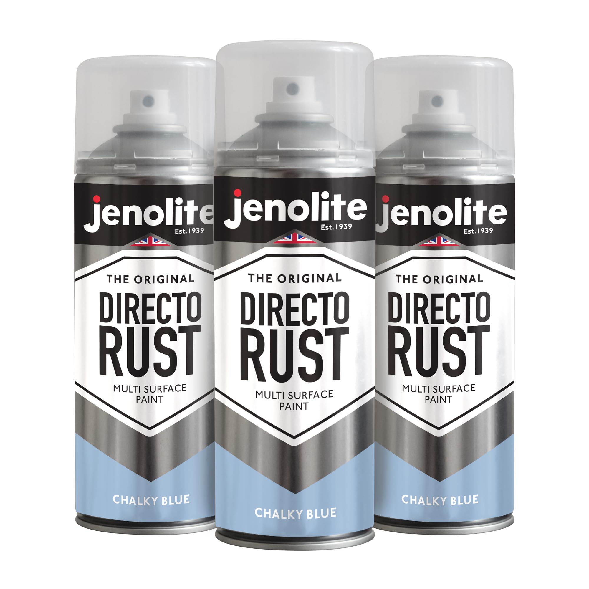 Jenolite Blue Directorust Chalky Spray Paint | | 3X400ml | Multi-Surface Chalky Finish Spray Paint | Ideal For Furniture, Ornaments, Picture Frames | Interior & Exterior Use | Pantone 644U