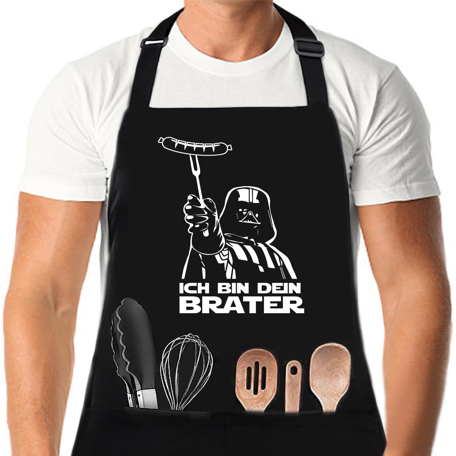 Delantal de Star Wars con 2 bolsillos para el hogar, cocina, divertido, novedoso, para cocinar, barbacoa, delantales humorísticos, regalo de Starwars para hombres, delantal