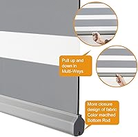 Vista 40 de Persilux Cordless Zebra Blinds for Windows Free-Stop Roller Window Shades (22" W X 64" H, Grey) Dual Layer Light Control for Day and Night, Light