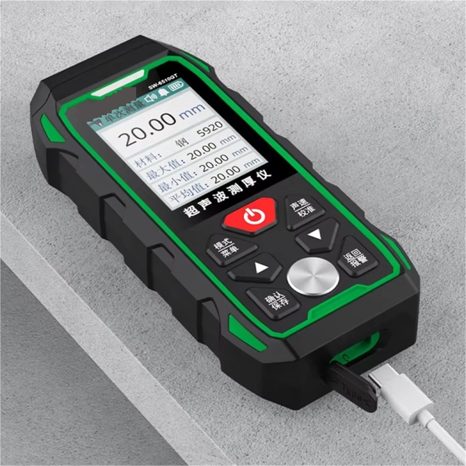 Misuratore di spessore ad ultrasuoni, Misuratore di spessore ad ultrasuoni con protezione IP67 for ceramica plastica acciaio