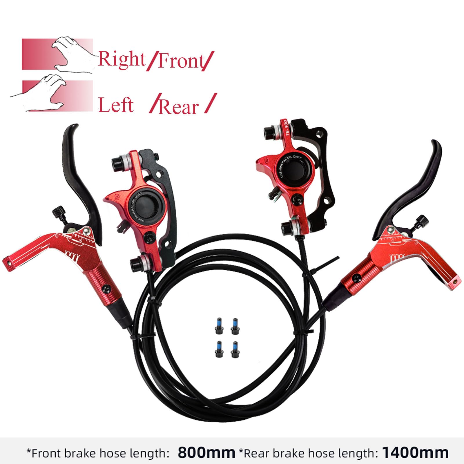 Juego de frenos de disco hidráulicos, kit de freno delantero y trasero para bicicleta de montaña, bicicleta plegable, scooter